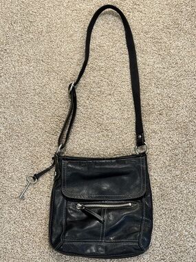 Fossil Black Leather Crossbody Bag